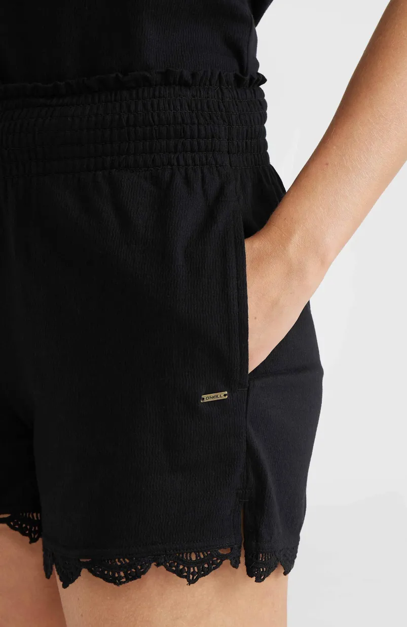 Essentials Ava Smocked Short | Black Out