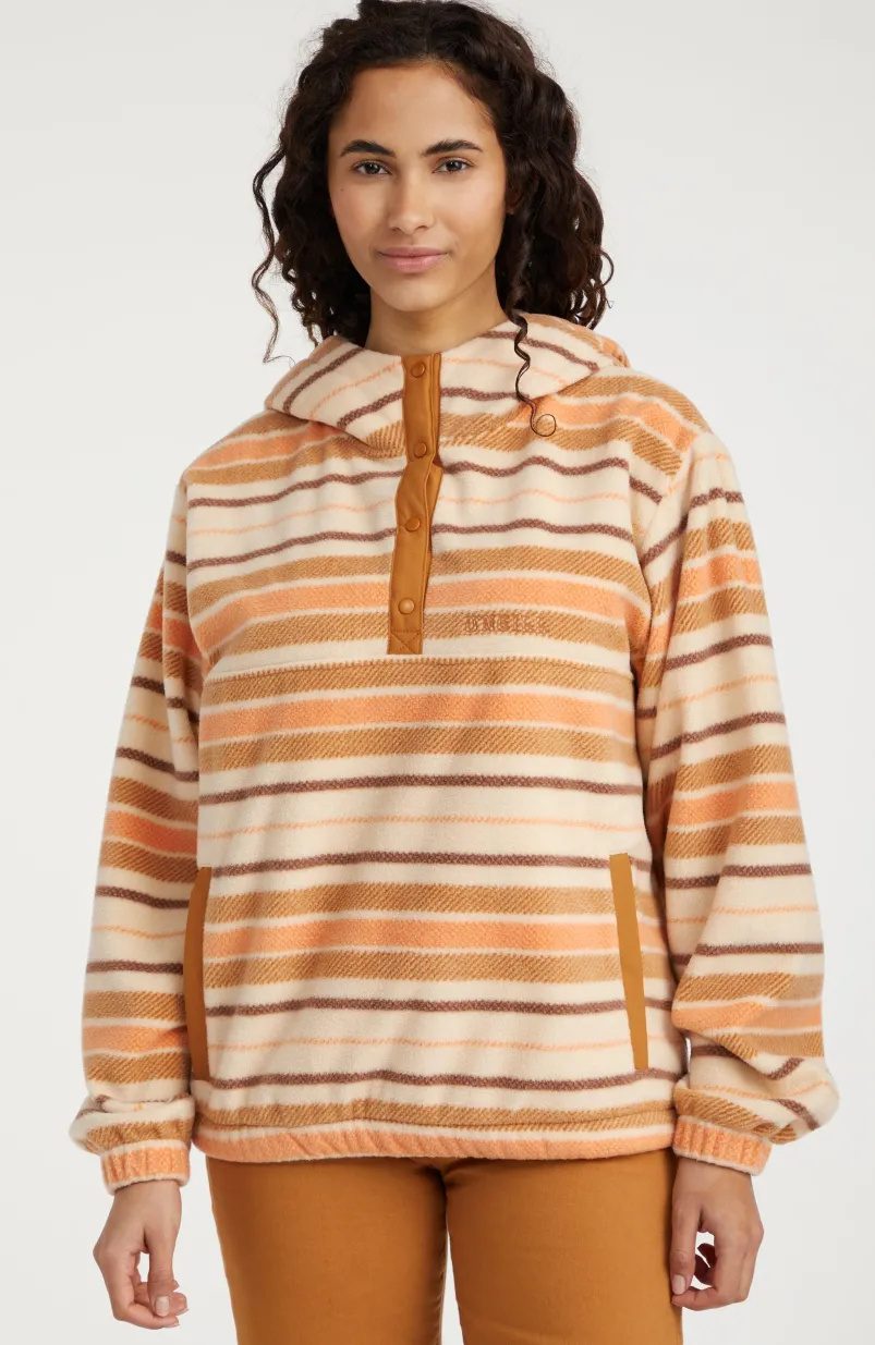 Hoodie Superfleece Met Halve Rits | White Crossover Stripe