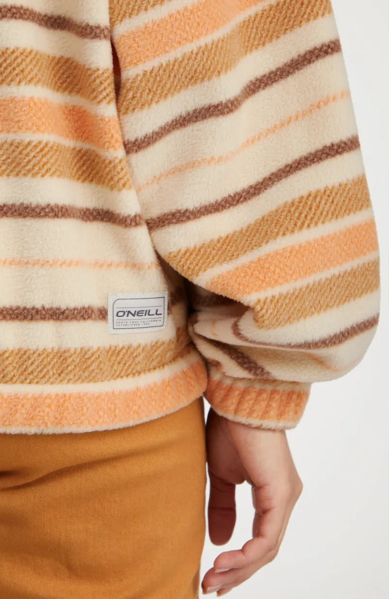 Hoodie Superfleece Met Halve Rits | White Crossover Stripe