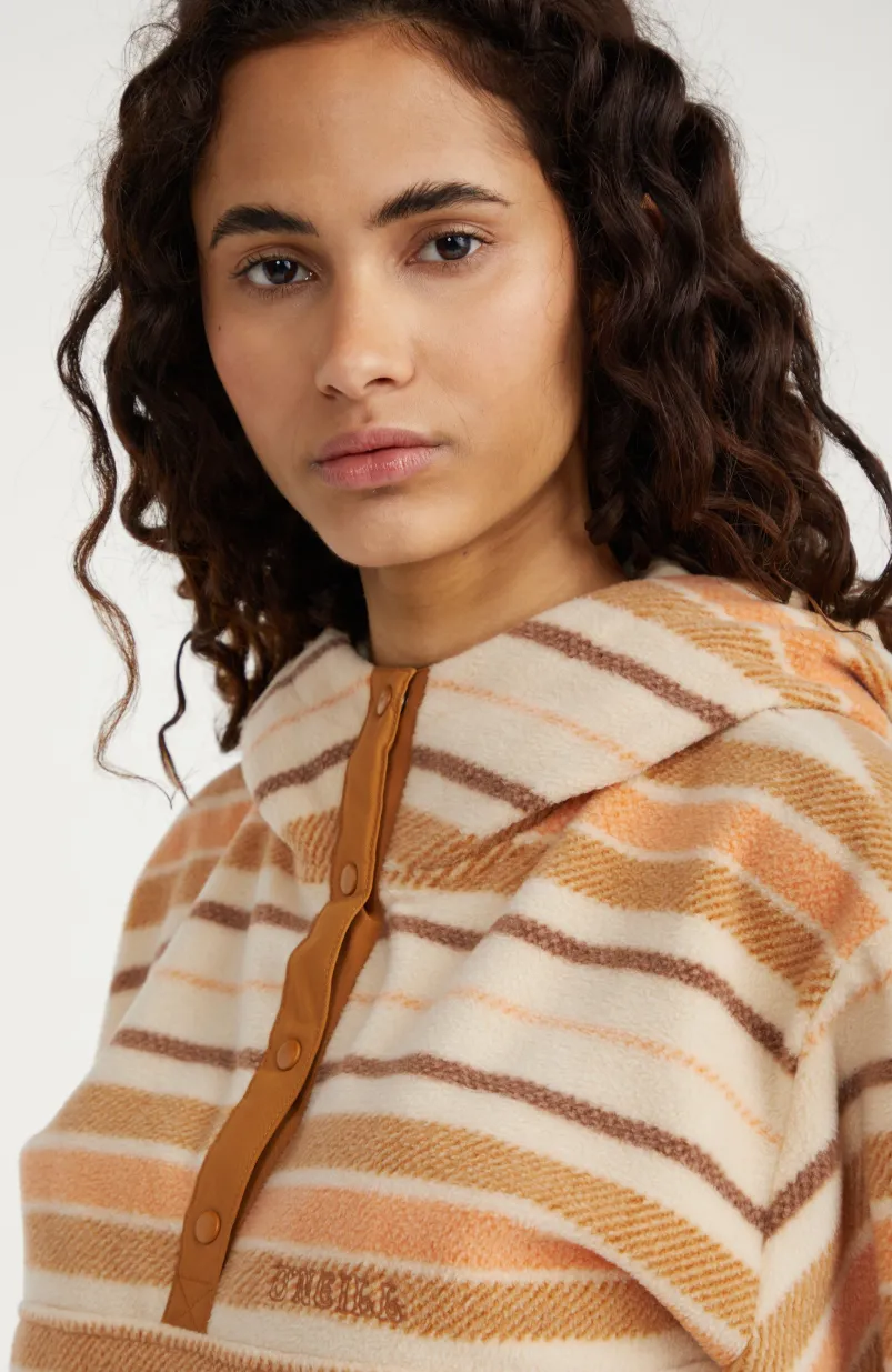 Hoodie Superfleece Met Halve Rits | White Crossover Stripe