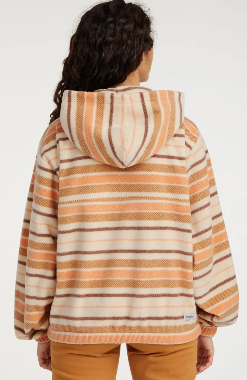 Hoodie Superfleece Met Halve Rits | White Crossover Stripe