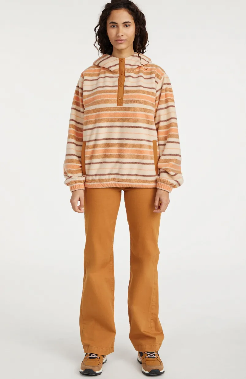 Hoodie Superfleece Met Halve Rits | White Crossover Stripe