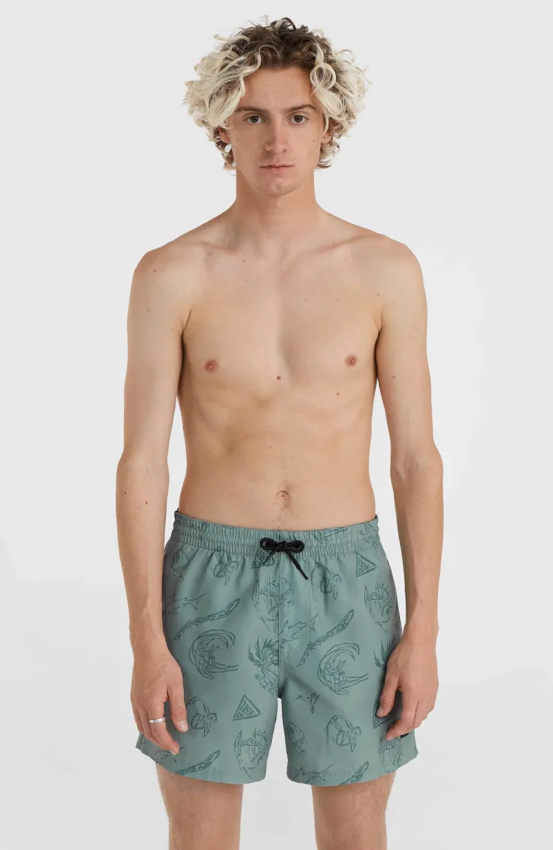Mix And Match Cali Print 15'' Zwembroek | Green Vintage Surfer