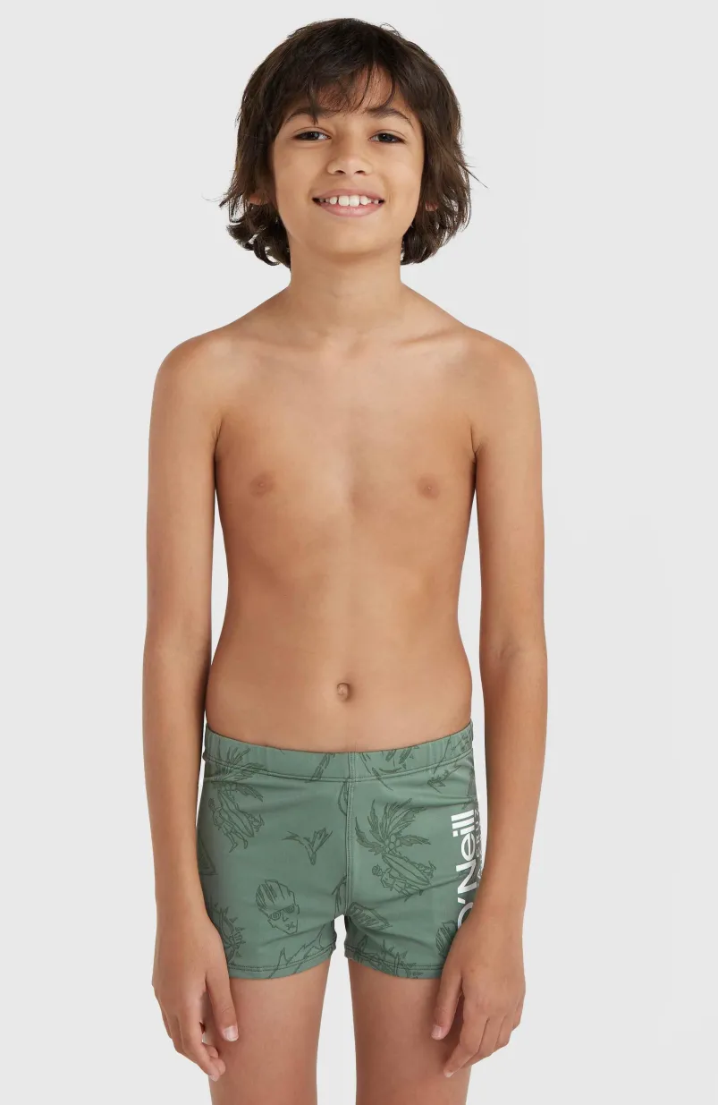 Mix And Match Crazy 8" Zwemboxer | Green Vintage Surfer
