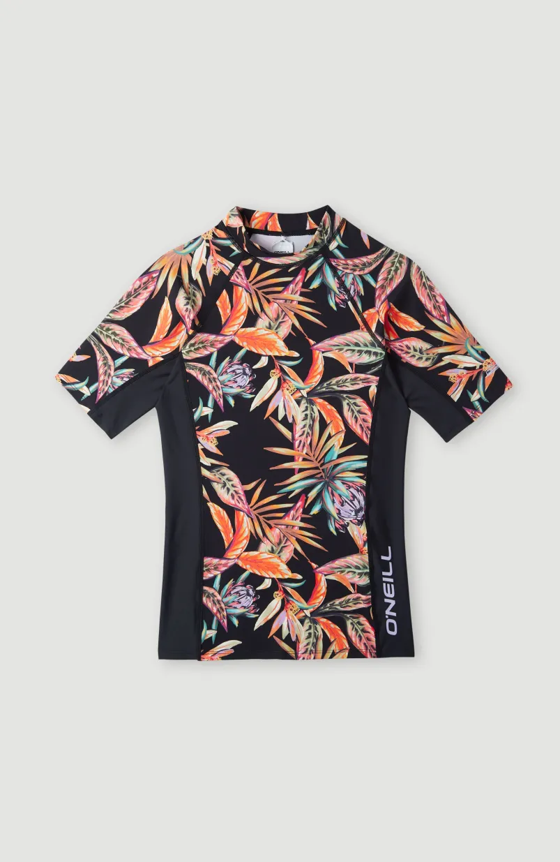 Shirt O'Neill Printed Met Korte Mouwen | Black Tropical Flower
