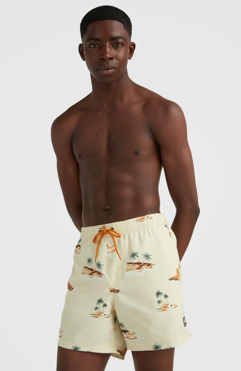 Zwemshort Cali Print 15'' | Beige Lost Island